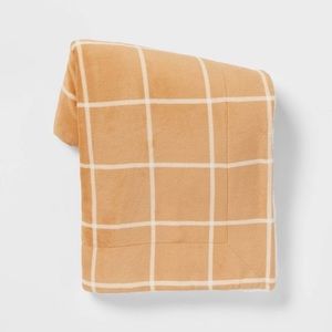 Windowpane Printed Plush Throw Blanket with Sherpa Reverse nwt academia core